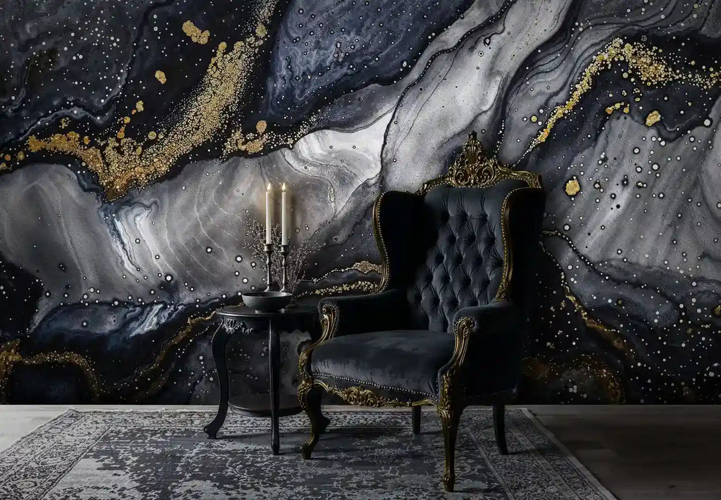 Blue and Gold Marble Wall Mural
