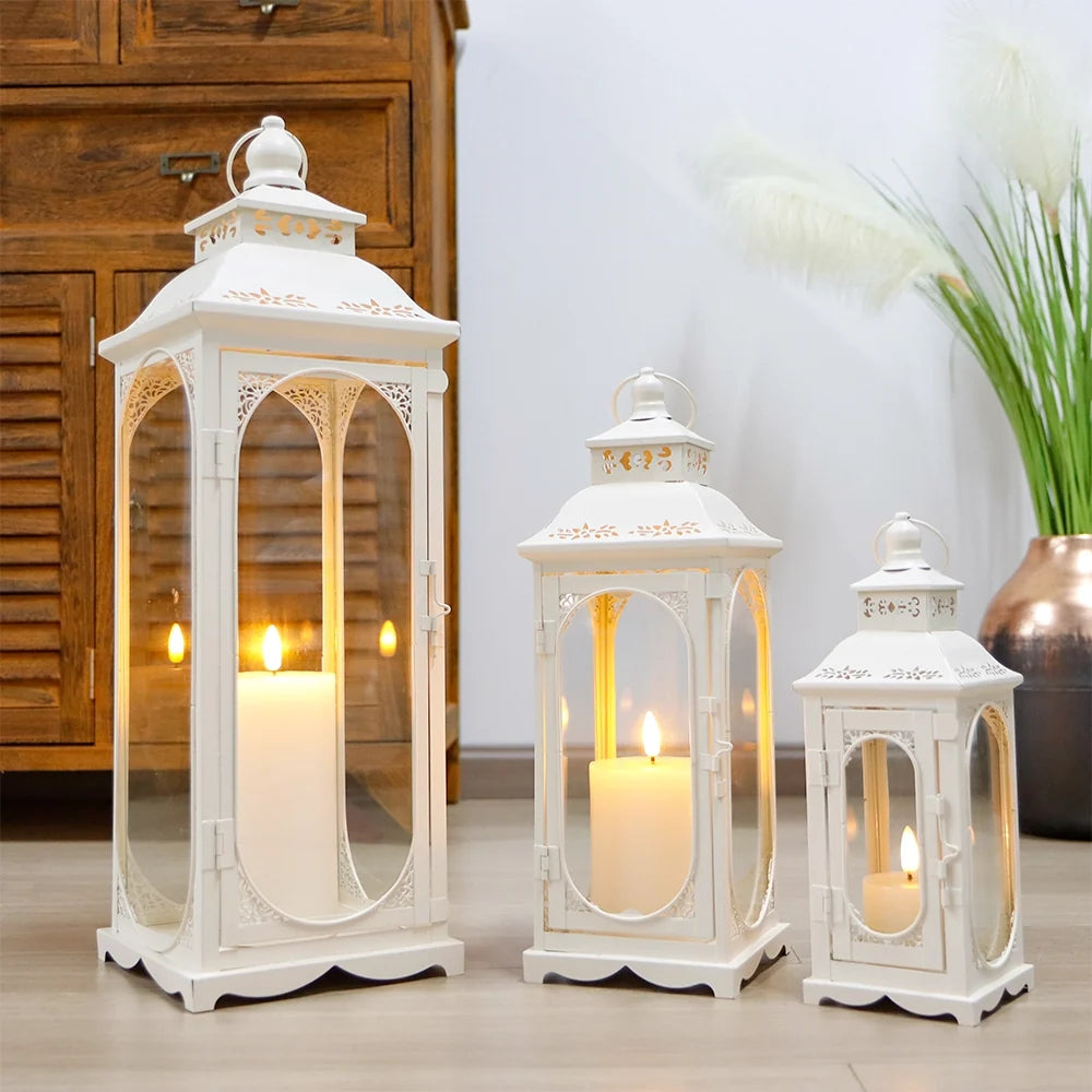 Cream Arch Candle Lanterns — Set of 3