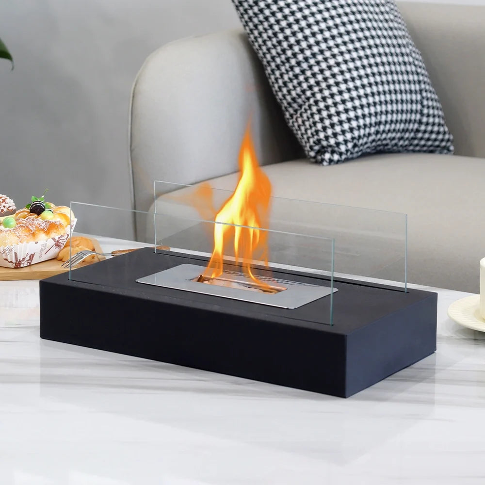 Square Glass Tabletop Fireplace