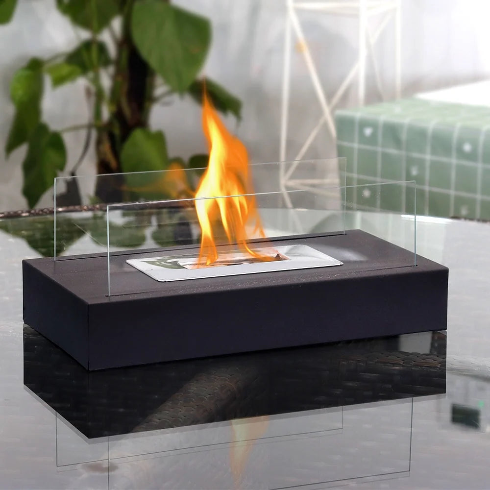Square Glass Tabletop Fireplace