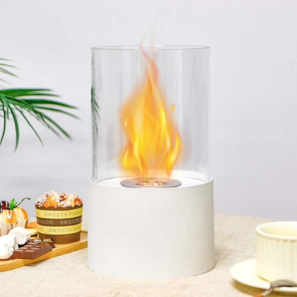 White Round Tabletop Fire Bowl