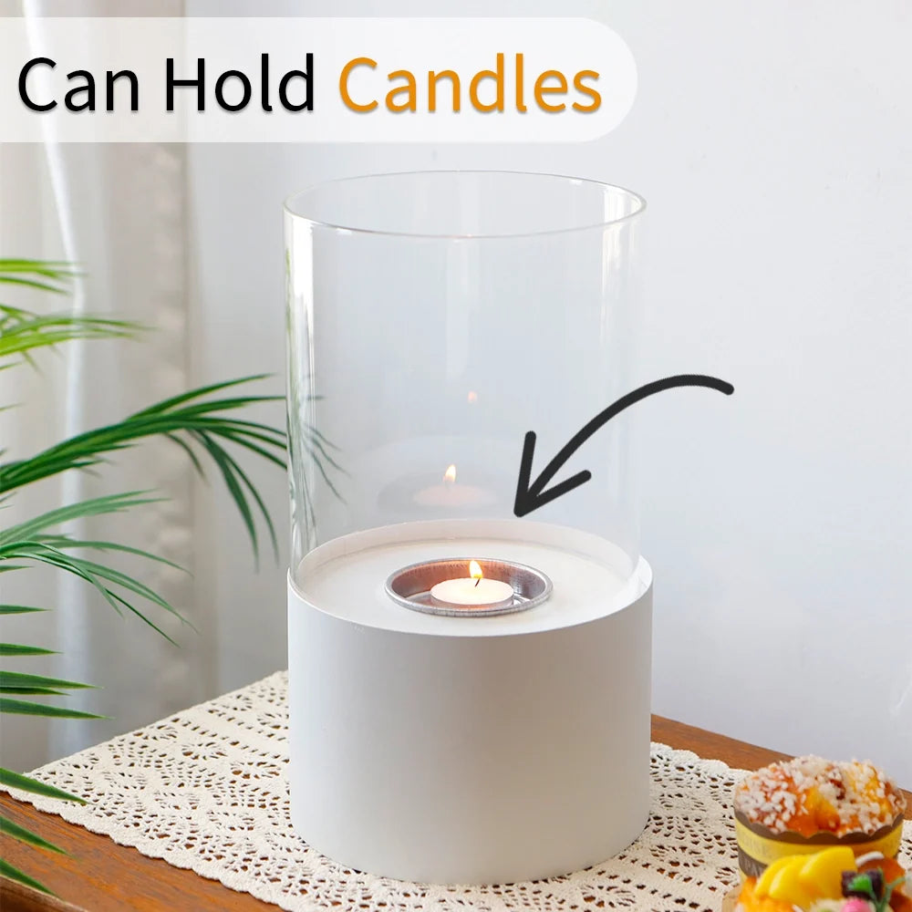 White Round Tabletop Fire Bowl