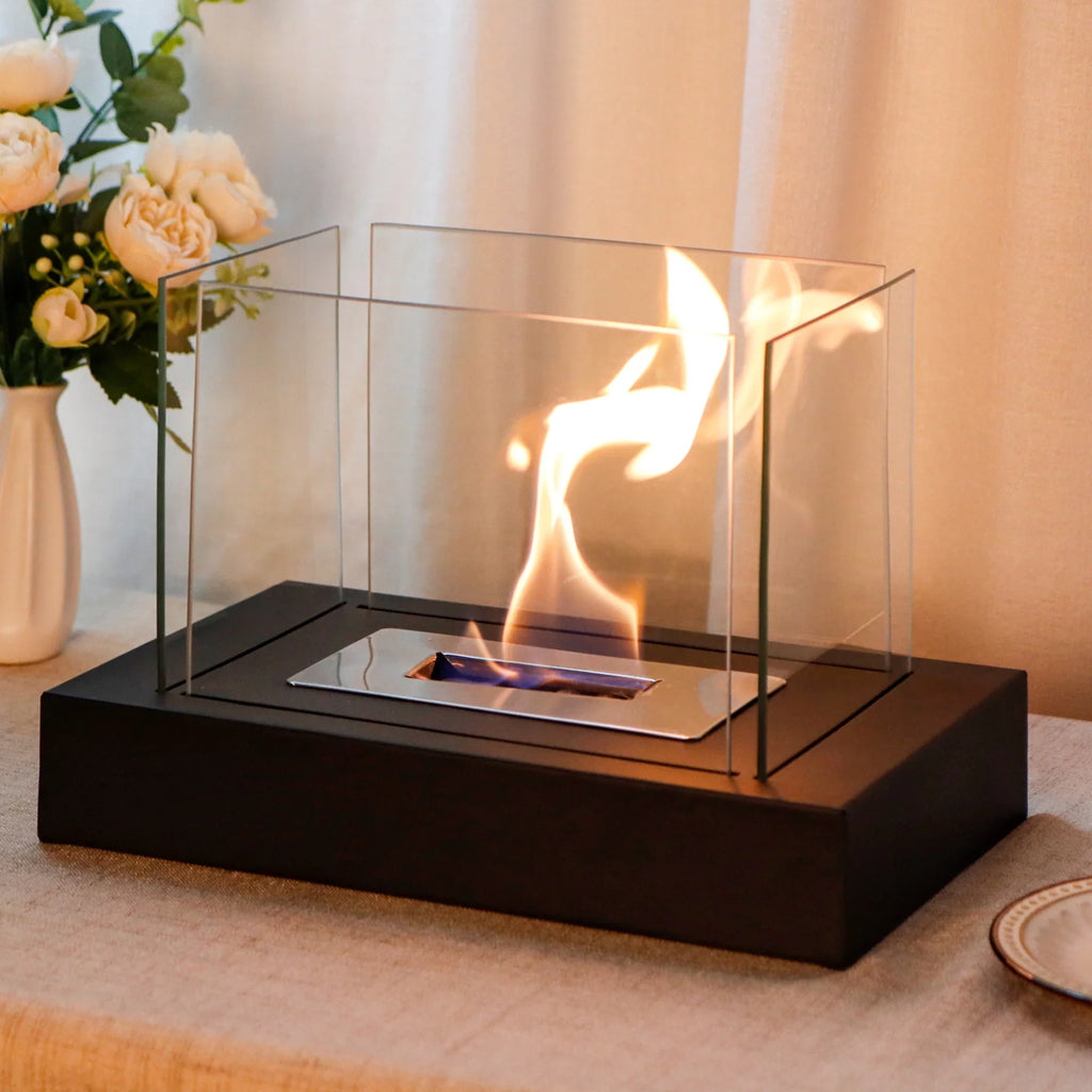 Four-Sided Glass Tabletop Fireplace