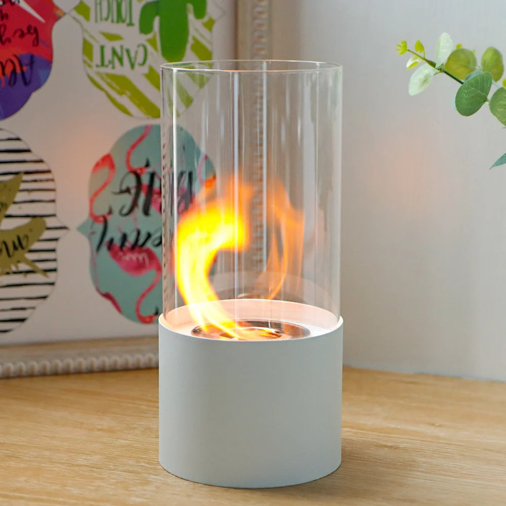 Glass Cylinder Tabletop Fire Bowl