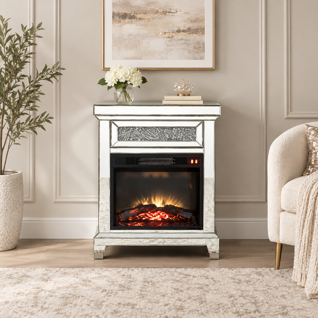 Petite Silver Fireplace Mantel