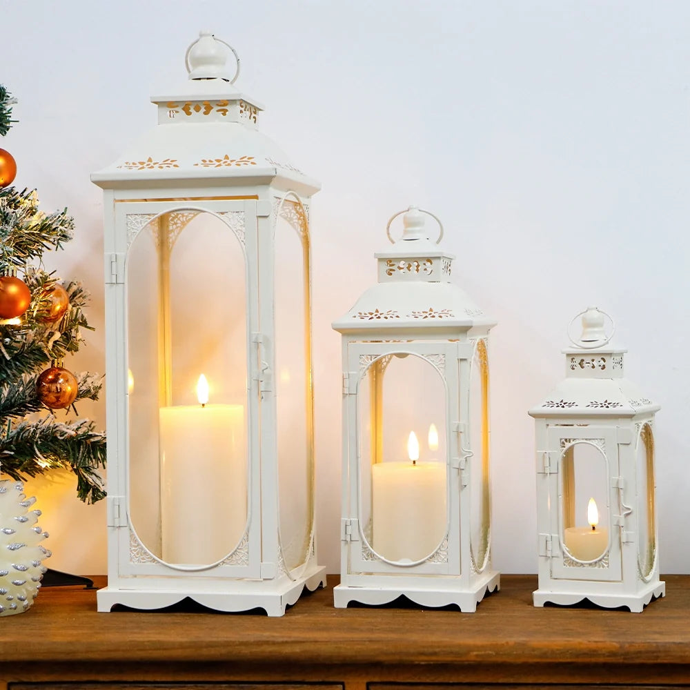 Cream Arch Candle Lanterns — Set of 3
