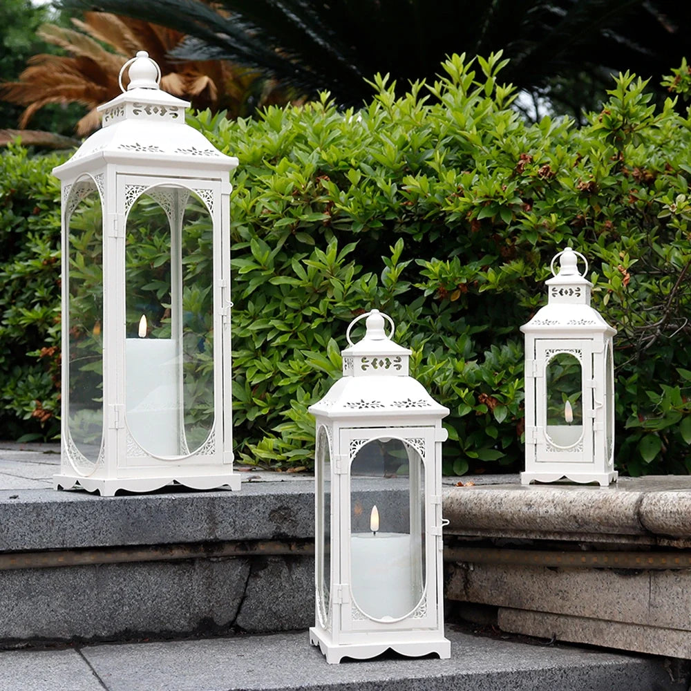 Cream Arch Candle Lanterns — Set of 3