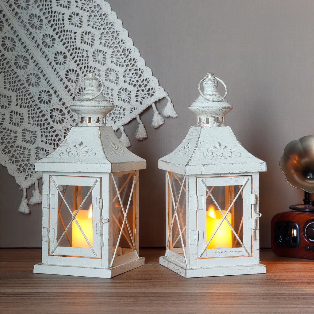 Ivory Candle Lanterns — Set of 2