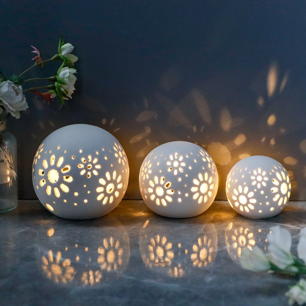 Floral Ceramic Accent Lamps — Set of 3