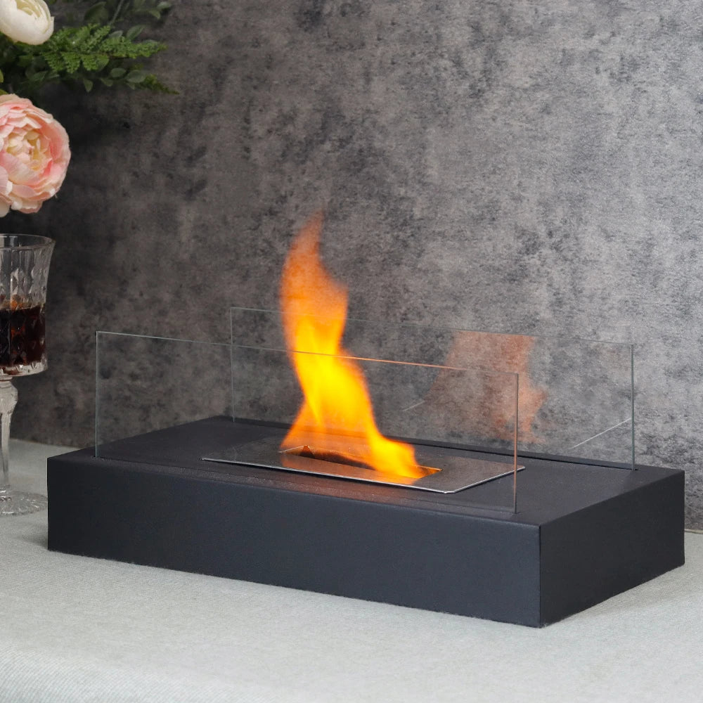 Square Glass Tabletop Fireplace