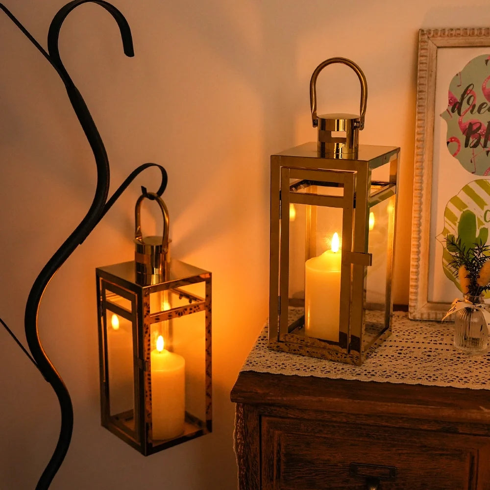 Gold Glass Candle Lantern