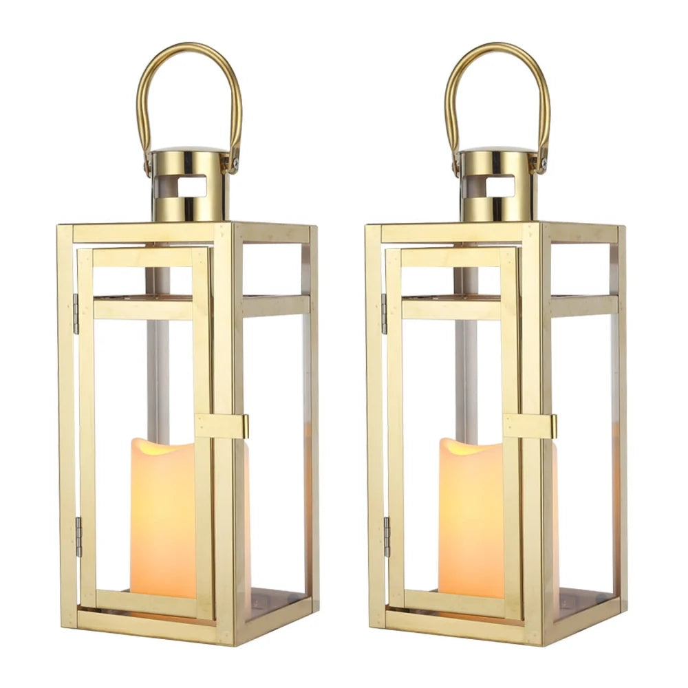 Gold Glass Candle Lantern