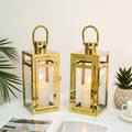 Gold Glass Candle Lantern