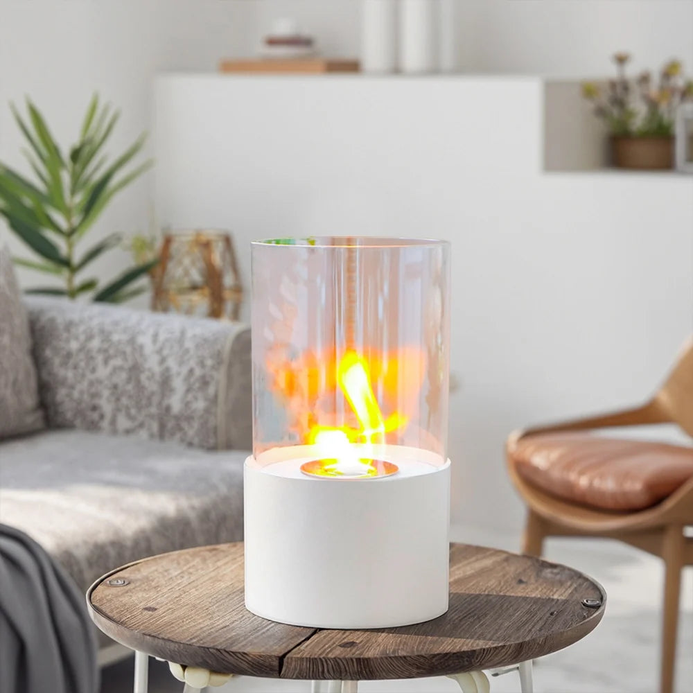 White Round Tabletop Fire Bowl