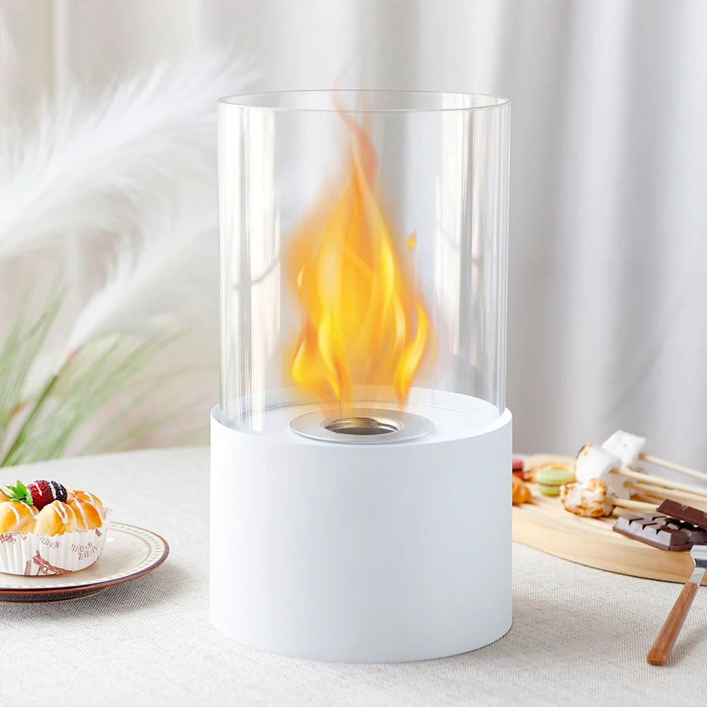 White Round Tabletop Fire Bowl