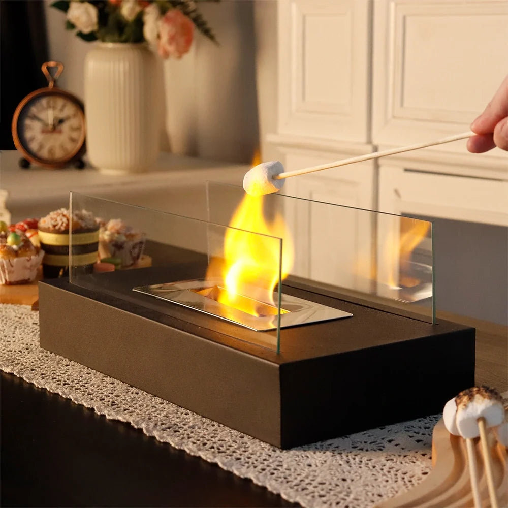 Square Glass Tabletop Fireplace