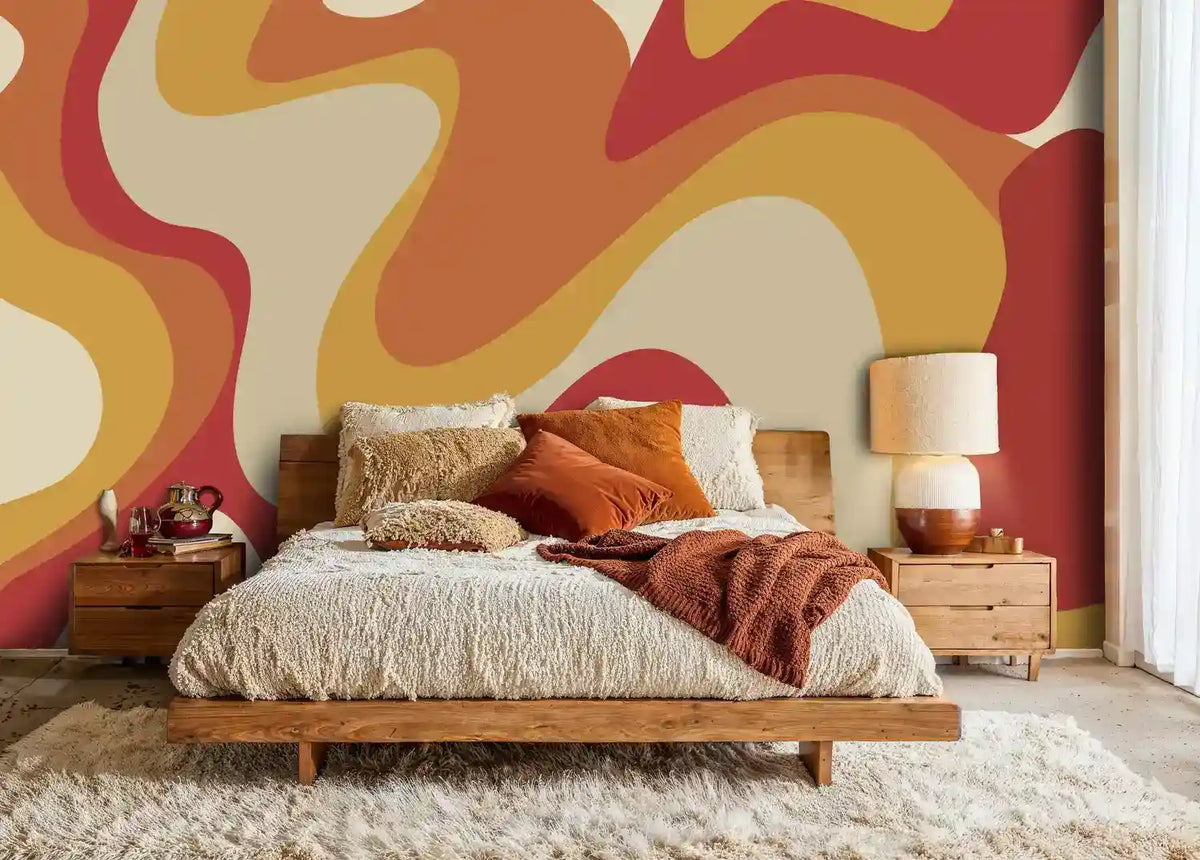 Retro Abstract Waves Wall Mural