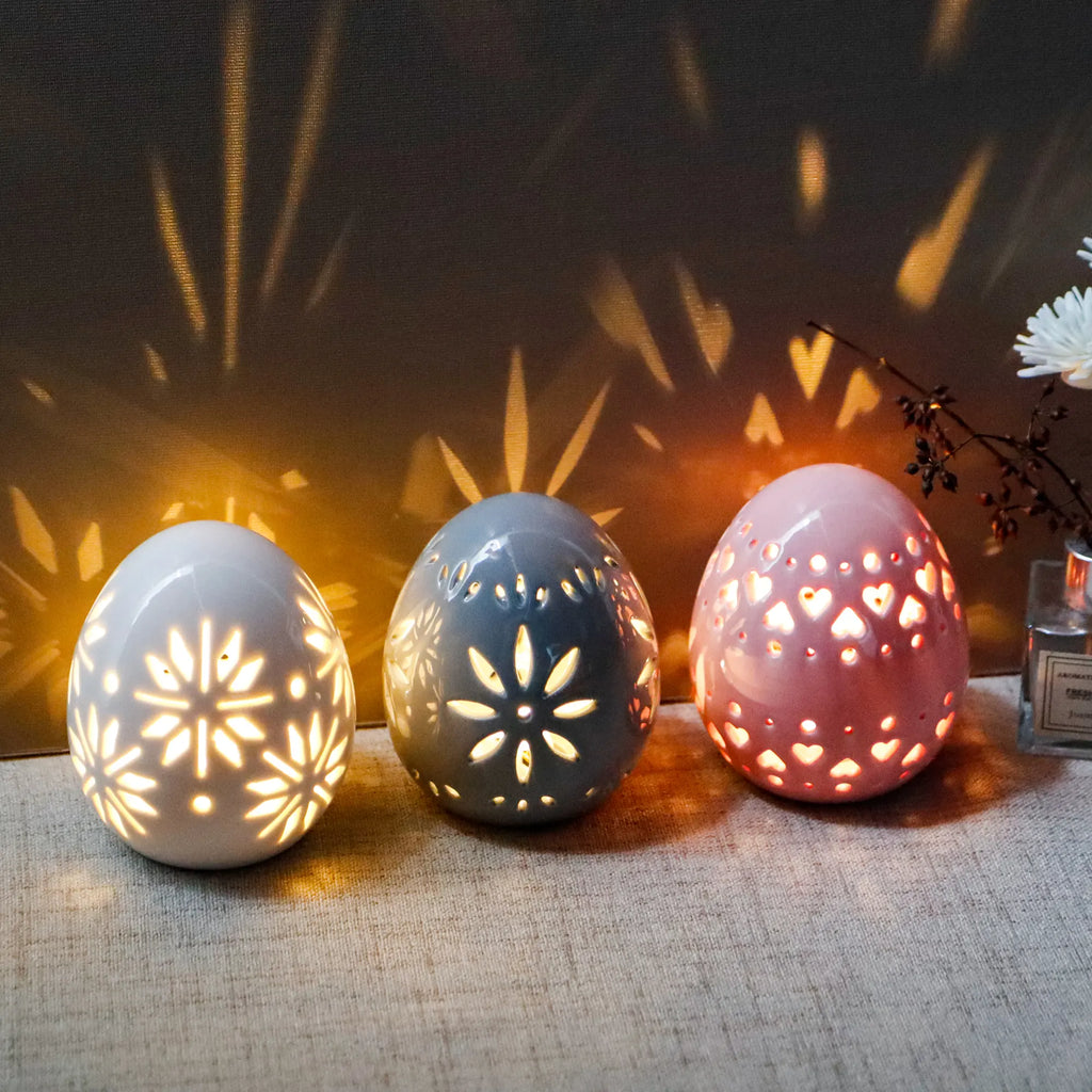 Ceramic Egg Accent Lamps — Set of 3