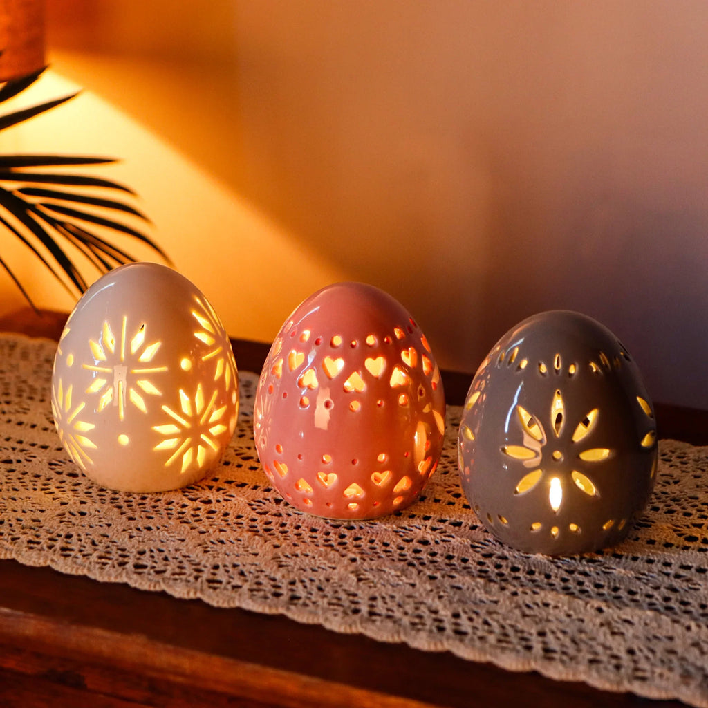 Ceramic Egg Accent Lamps — Set of 3