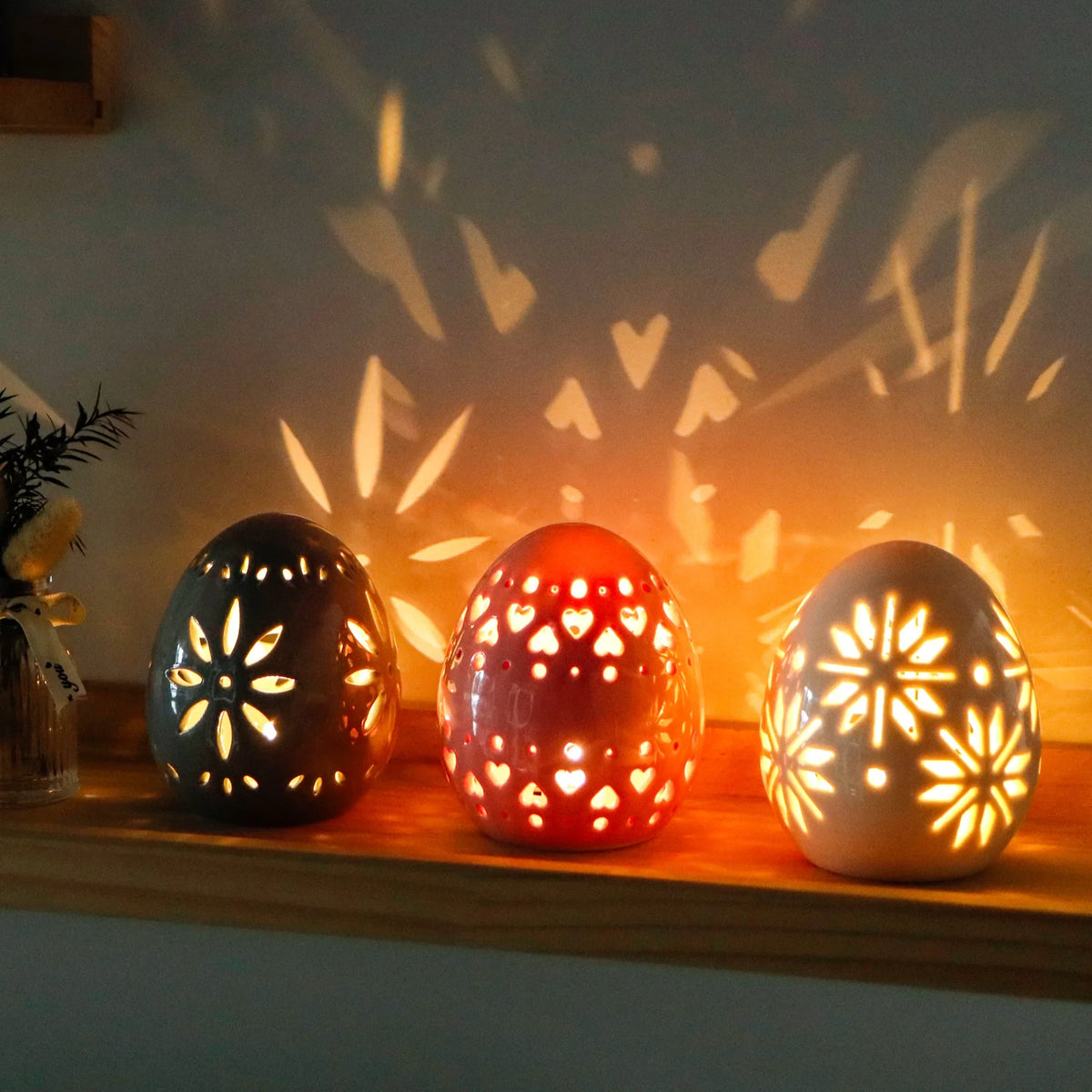 Ceramic Egg Accent Lamps — Set of 3
