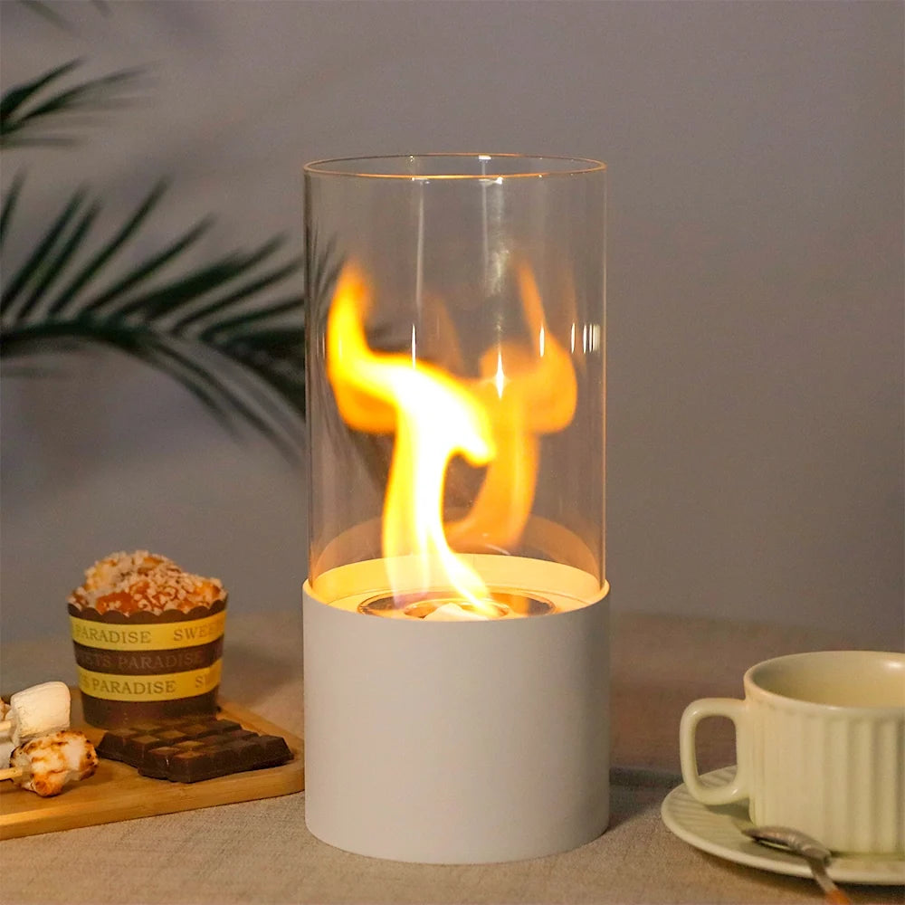 Glass Cylinder Tabletop Fire Bowl