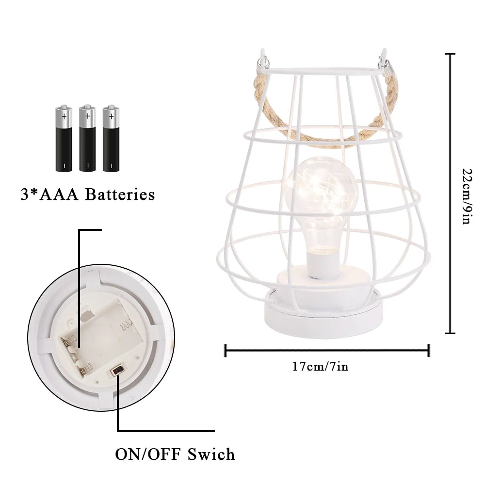 White Cage Accent Lantern