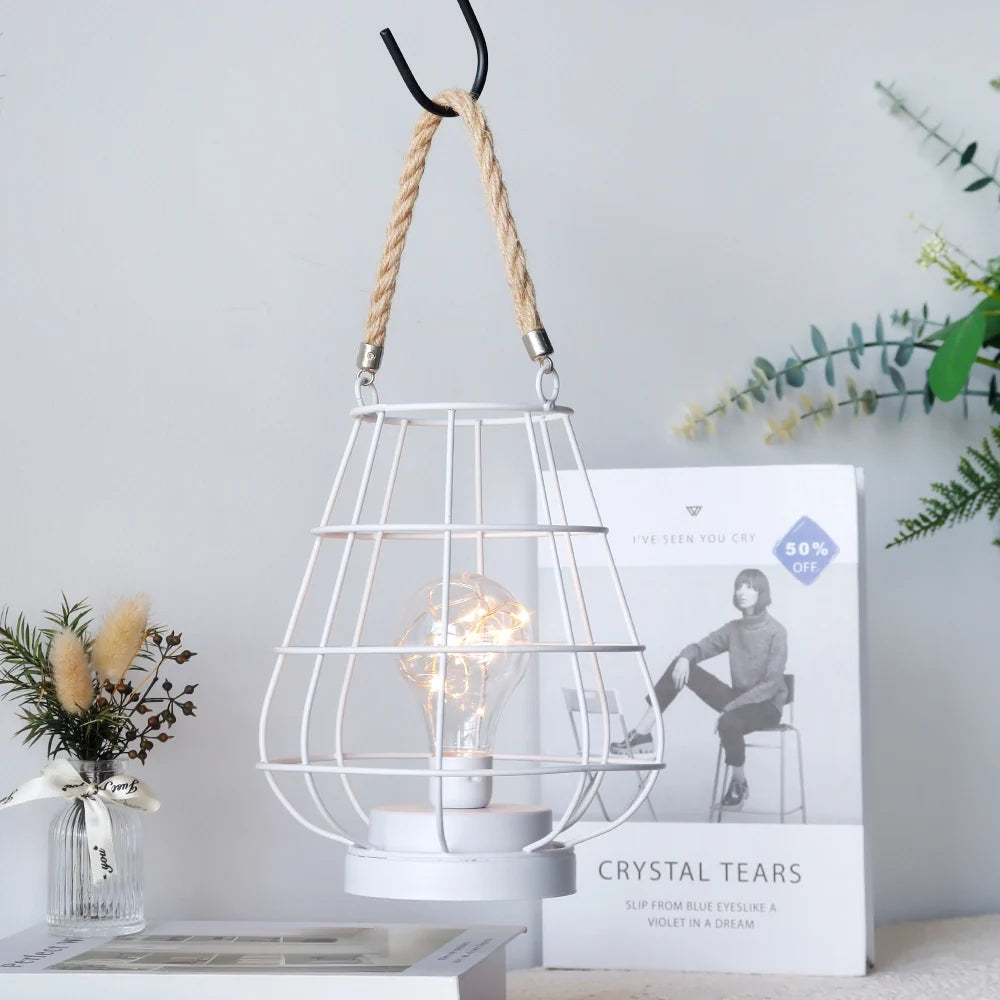 White Cage Accent Lantern