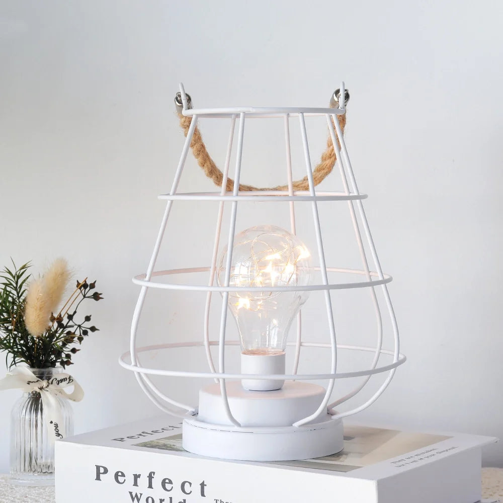 White Cage Accent Lantern