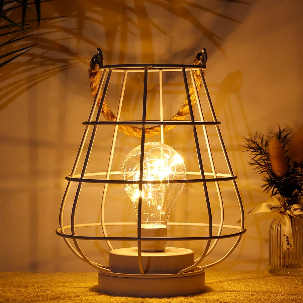 White Cage Accent Lantern
