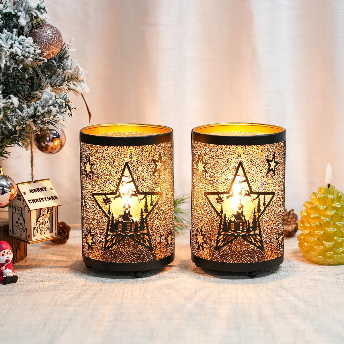 Etched Star Accent Lamps — Set of 12