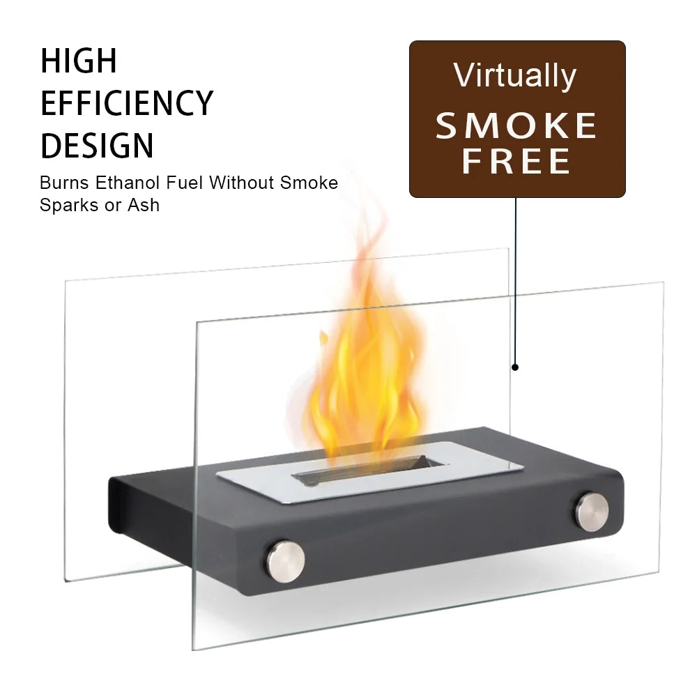 White Rectangular Tabletop Fireplace