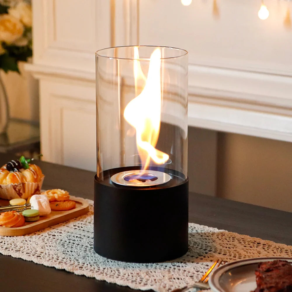 Glass Cylinder Tabletop Fire Bowl