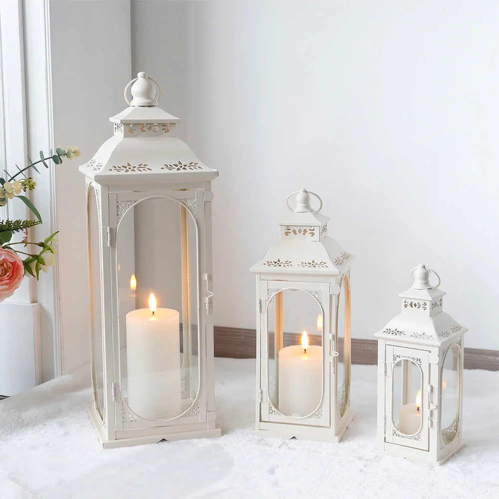 Cream Arch Candle Lanterns — Set of 3