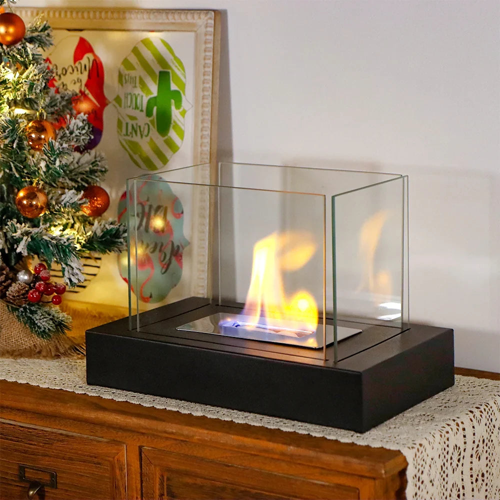 Four-Sided Glass Tabletop Fireplace