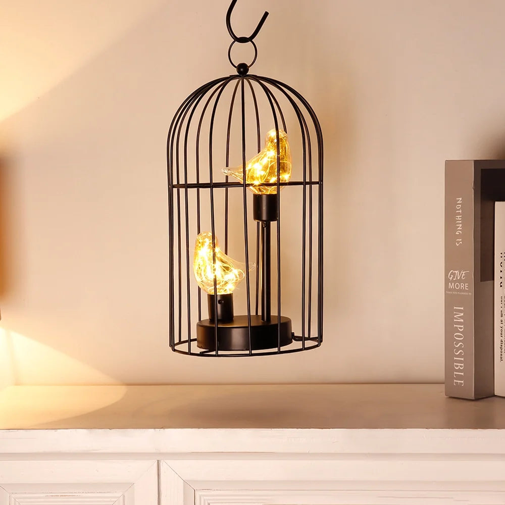 Twin Birdcage Accent Lamp