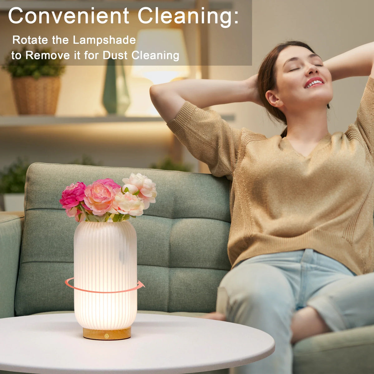 Ribbed Touch Table Lamp